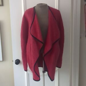 Tony Lambert Collections Coat Size 12 Womens Red Open Front Cardigan Jacket Vtg